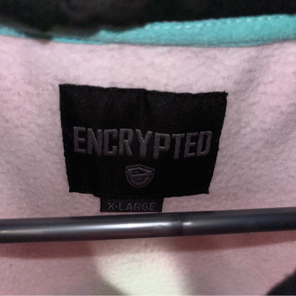 Encrypted Hustle pullover Hoodie multicolor unisex size XL logo front & sleeve - Picture 3 of 8